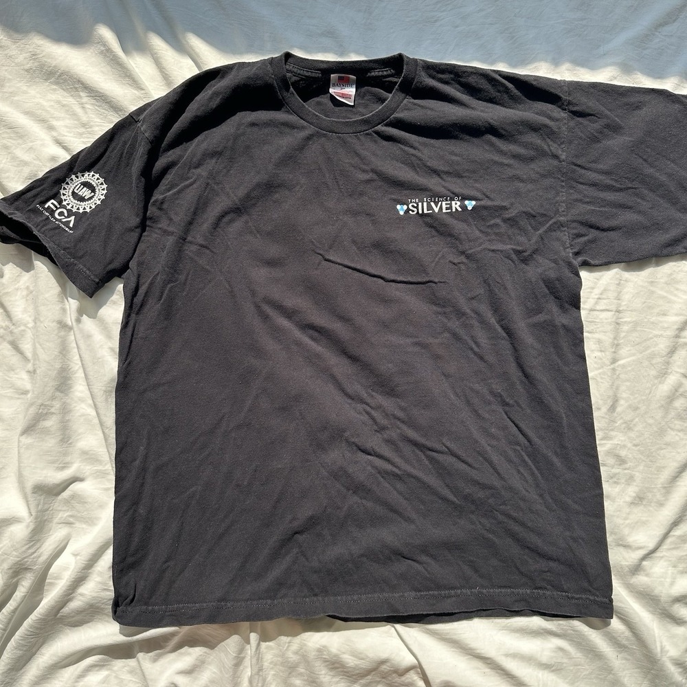 Mens XL Silver manufacturing Black graphic T Shirt Made USA Science Of Silver‎